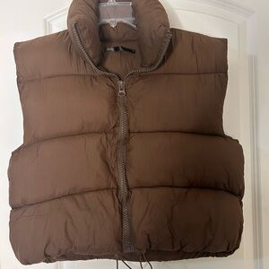 Salty Brown cropped Puffer Vest